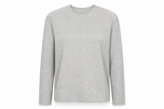 Marks & Spencer Women Grey L Knit Button Shoulder Pullover Jumper