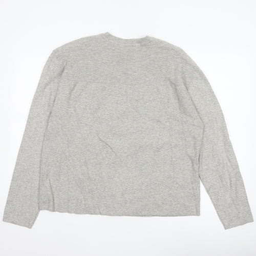 Marks & Spencer Women Grey L Knit Button Shoulder Pullover Jumper