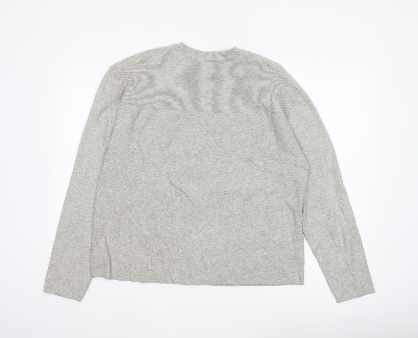 Marks & Spencer Women Grey L Knit Button Shoulder Pullover Jumper