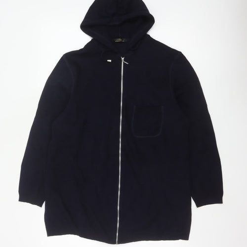 Marks & Spencer Women Navy Blue UK 16 Long Full Zip Hooded Tunic