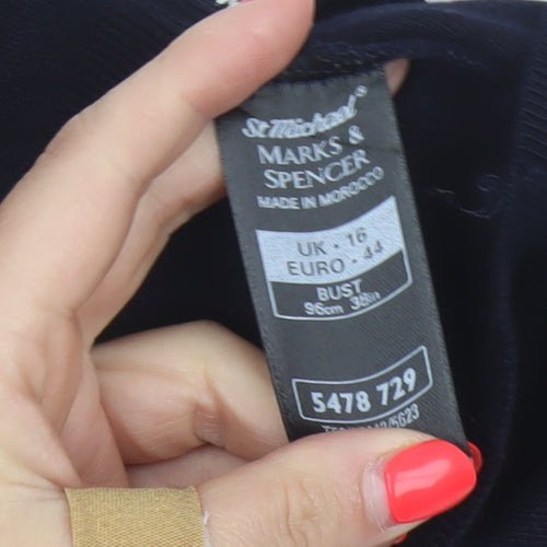 Marks & Spencer Women Navy Blue UK 16 Long Full Zip Hooded Tunic