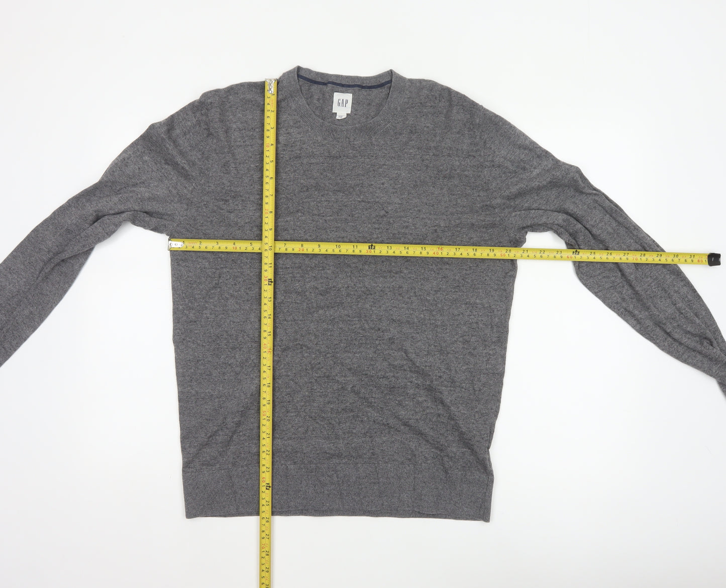 GAP Men’s Grey M Crew Neck Cotton Blend Knit Pullover Jumper