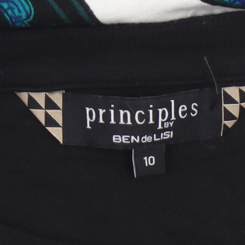 Principles Ben de Lisi Women Black Teal UK 10 Paisley Sheath Dress