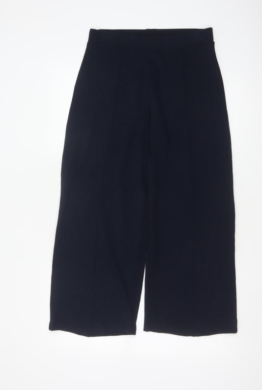 White Label The White Company Women Navy UK 12 High Rise Wide-Leg Trousers