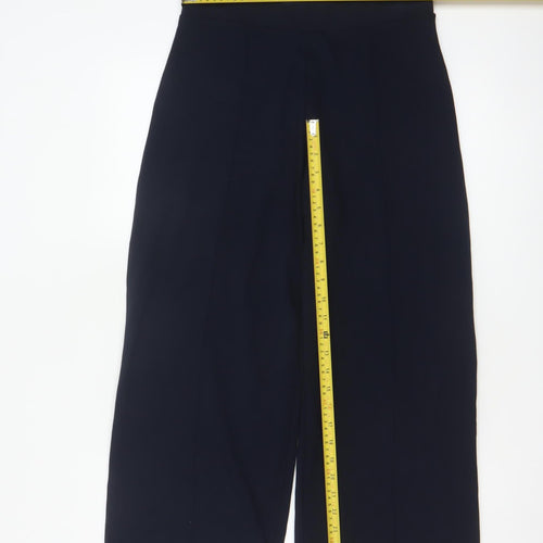 White Label The White Company Women Navy UK 12 High Rise Wide-Leg Trousers
