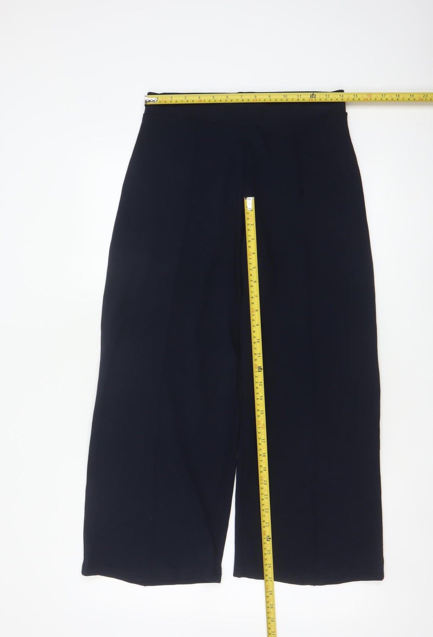 White Label The White Company Women Navy UK 12 High Rise Wide-Leg Trousers
