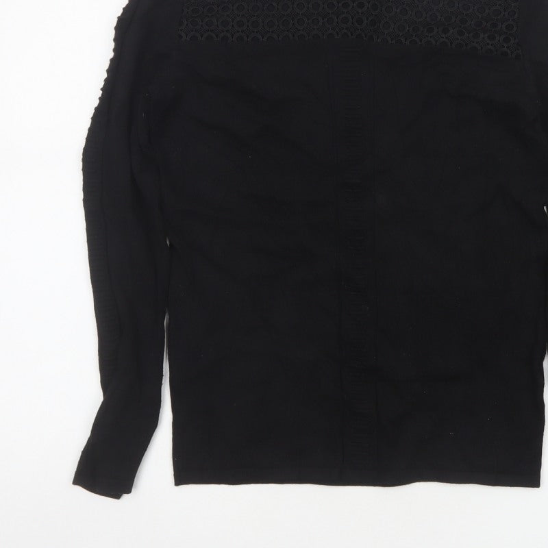 Principles Women’s Black Size 10 Crew Neck Lace Panel Knit Jumper