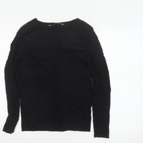 Principles Women’s Black Size 10 Crew Neck Lace Panel Knit Jumper