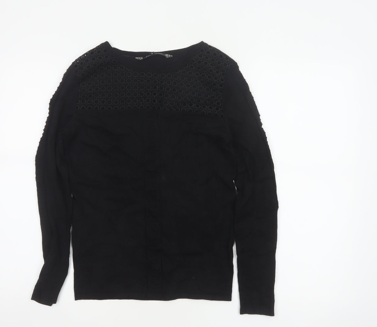 Principles Women’s Black Size 10 Crew Neck Lace Panel Knit Jumper
