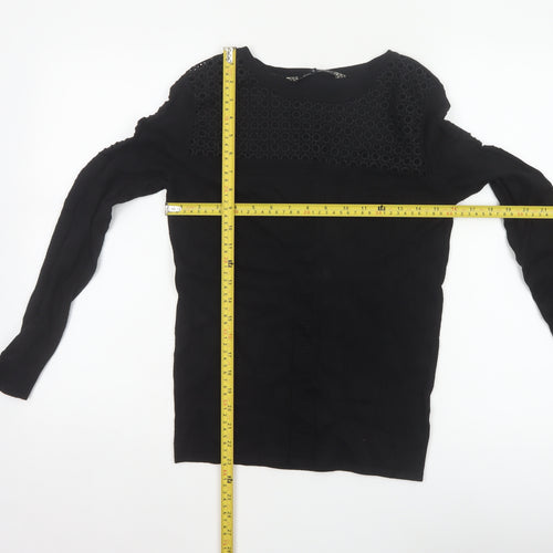 Principles Women’s Black Size 10 Crew Neck Lace Panel Knit Jumper