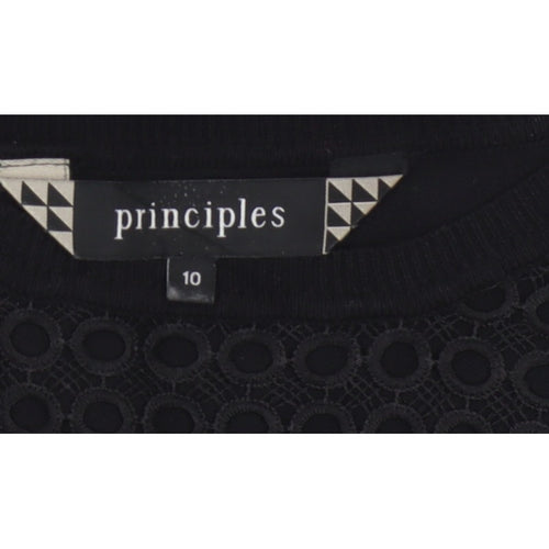Principles Women’s Black Size 10 Crew Neck Lace Panel Knit Jumper