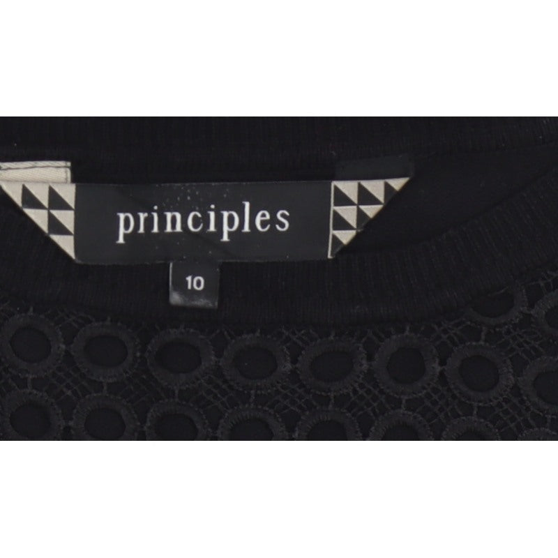 Principles Women’s Black Size 10 Crew Neck Lace Panel Knit Jumper