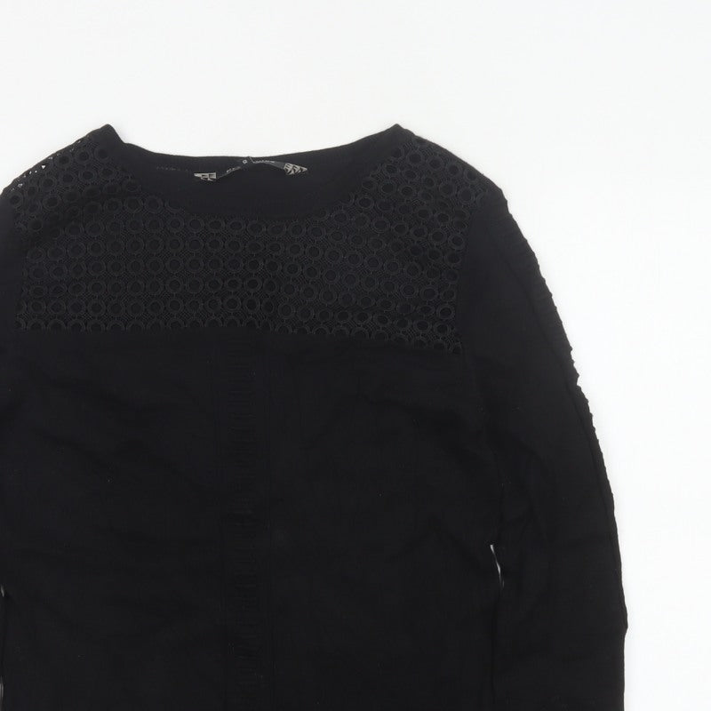 Principles Women’s Black Size 10 Crew Neck Lace Panel Knit Jumper