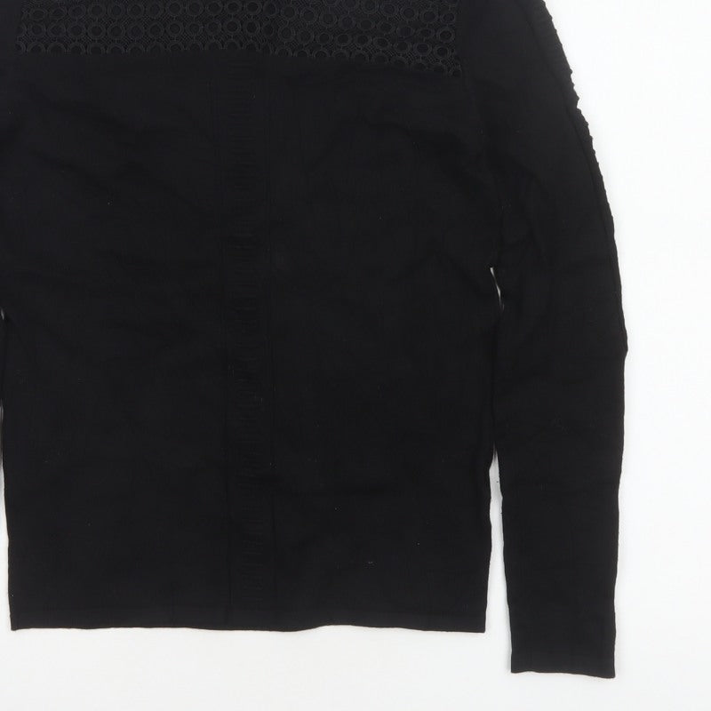 Principles Women’s Black Size 10 Crew Neck Lace Panel Knit Jumper