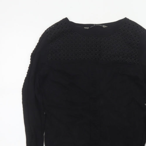 Principles Women’s Black Size 10 Crew Neck Lace Panel Knit Jumper