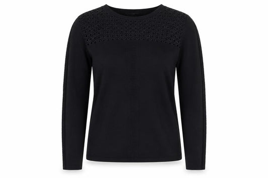 Principles Women’s Black Size 10 Crew Neck Lace Panel Knit Jumper