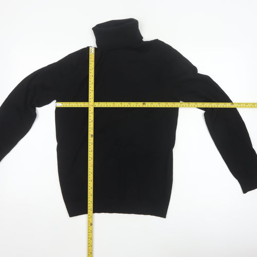 Marks and Spencer Men Black Small Merino Wool Roll Neck Pullover Jumper