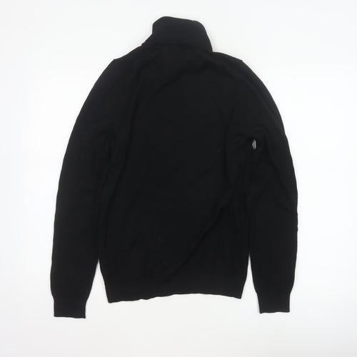 Marks and Spencer Men Black Small Merino Wool Roll Neck Pullover Jumper
