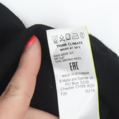 Marks and Spencer Men Black Small Merino Wool Roll Neck Pullover Jumper