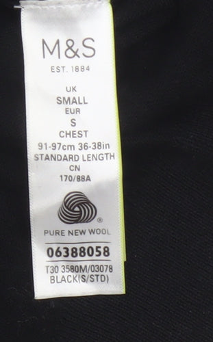 Marks and Spencer Men Black Small Merino Wool Roll Neck Pullover Jumper
