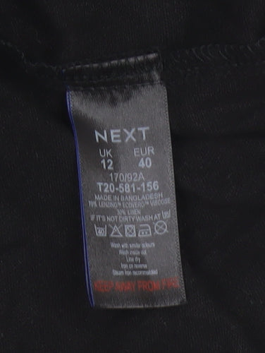 Next Women Black UK 12 Fit & Flare Ruffle Strap Linen Dress