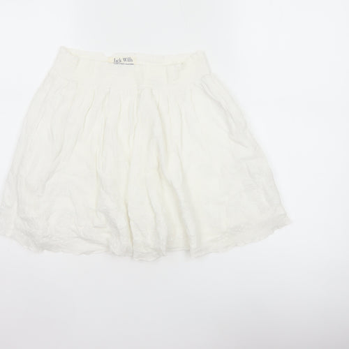 Jack Wills Women Ivory UK 10 A-Line Layered Cotton Mini Skirt