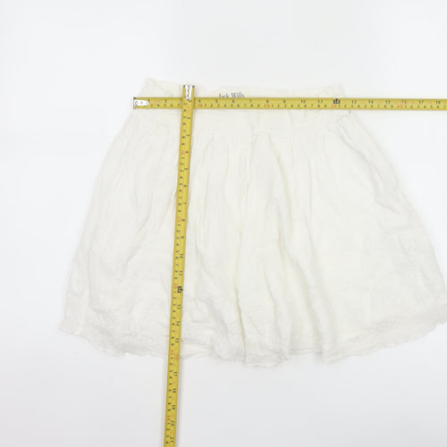 Jack Wills Women Ivory UK 10 A-Line Layered Cotton Mini Skirt
