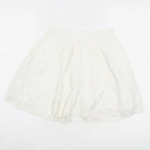 Jack Wills Women Ivory UK 10 A-Line Layered Cotton Mini Skirt