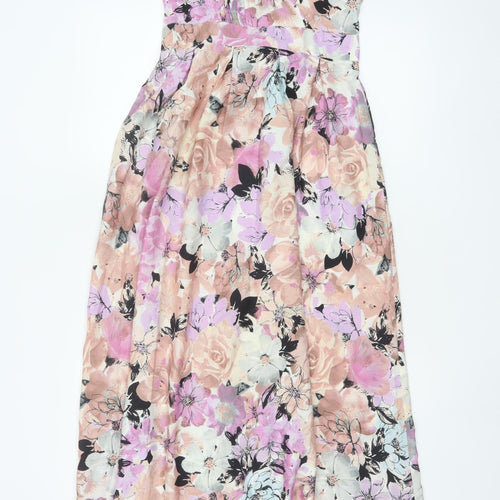 Dorothy Perkins Women Multicoloured Floral Maxi Dress UK 10 Belted