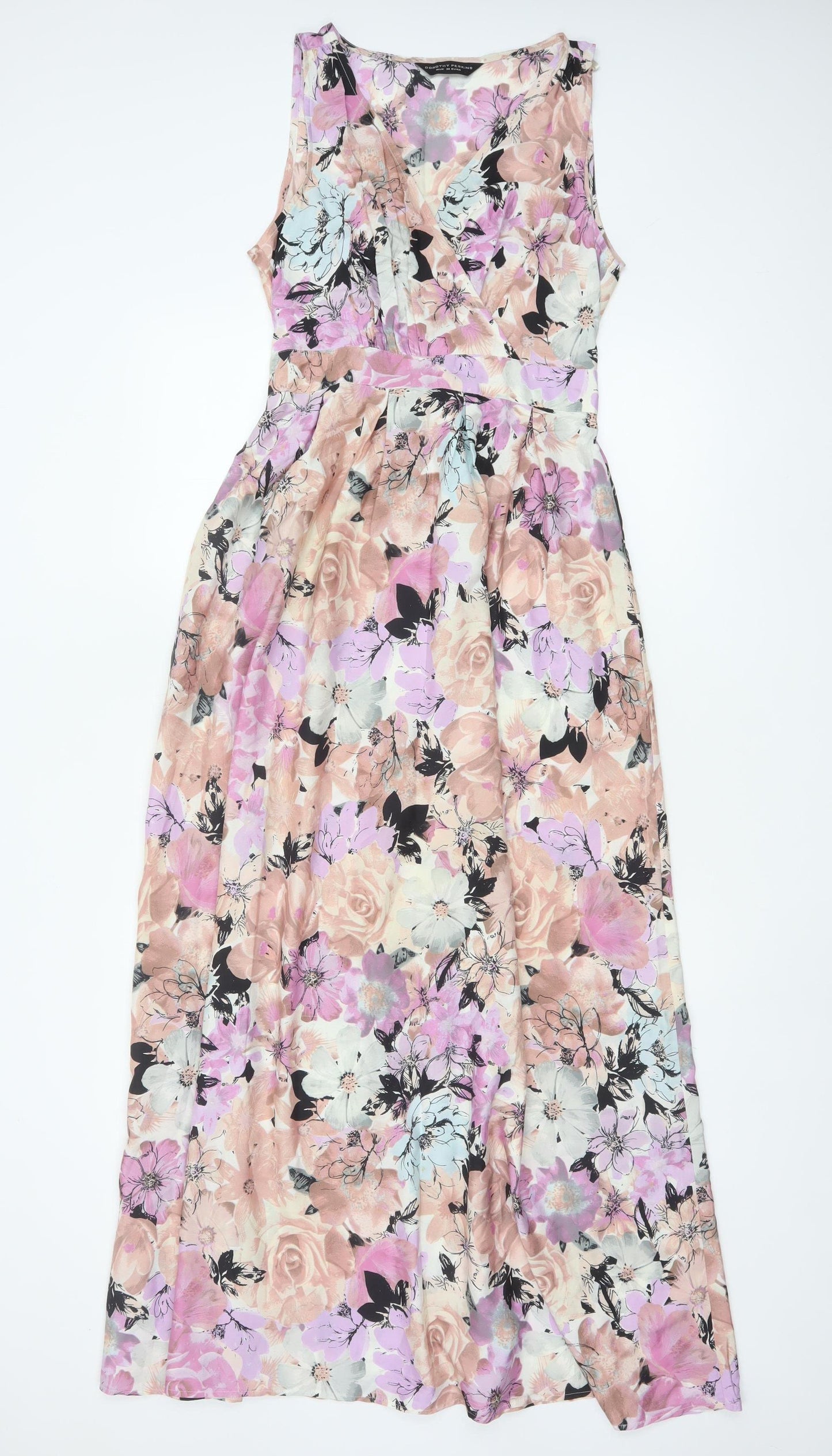 Dorothy Perkins Women Multicoloured Floral Maxi Dress UK 10 Belted