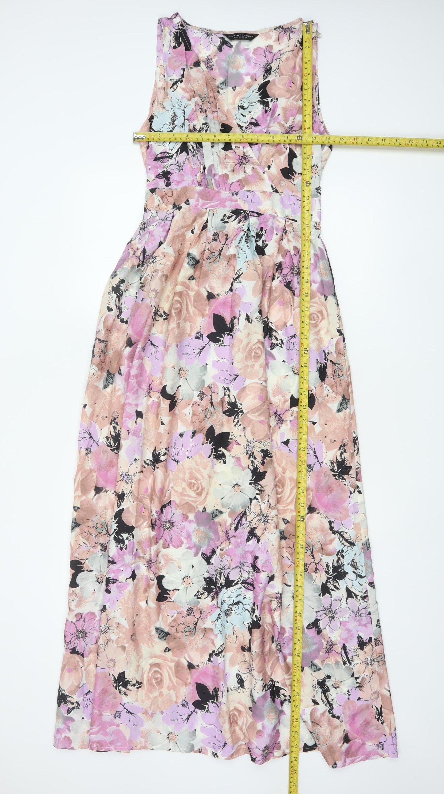 Dorothy Perkins Women Multicoloured Floral Maxi Dress UK 10 Belted