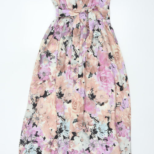 Dorothy Perkins Women Multicoloured Floral Maxi Dress UK 10 Belted