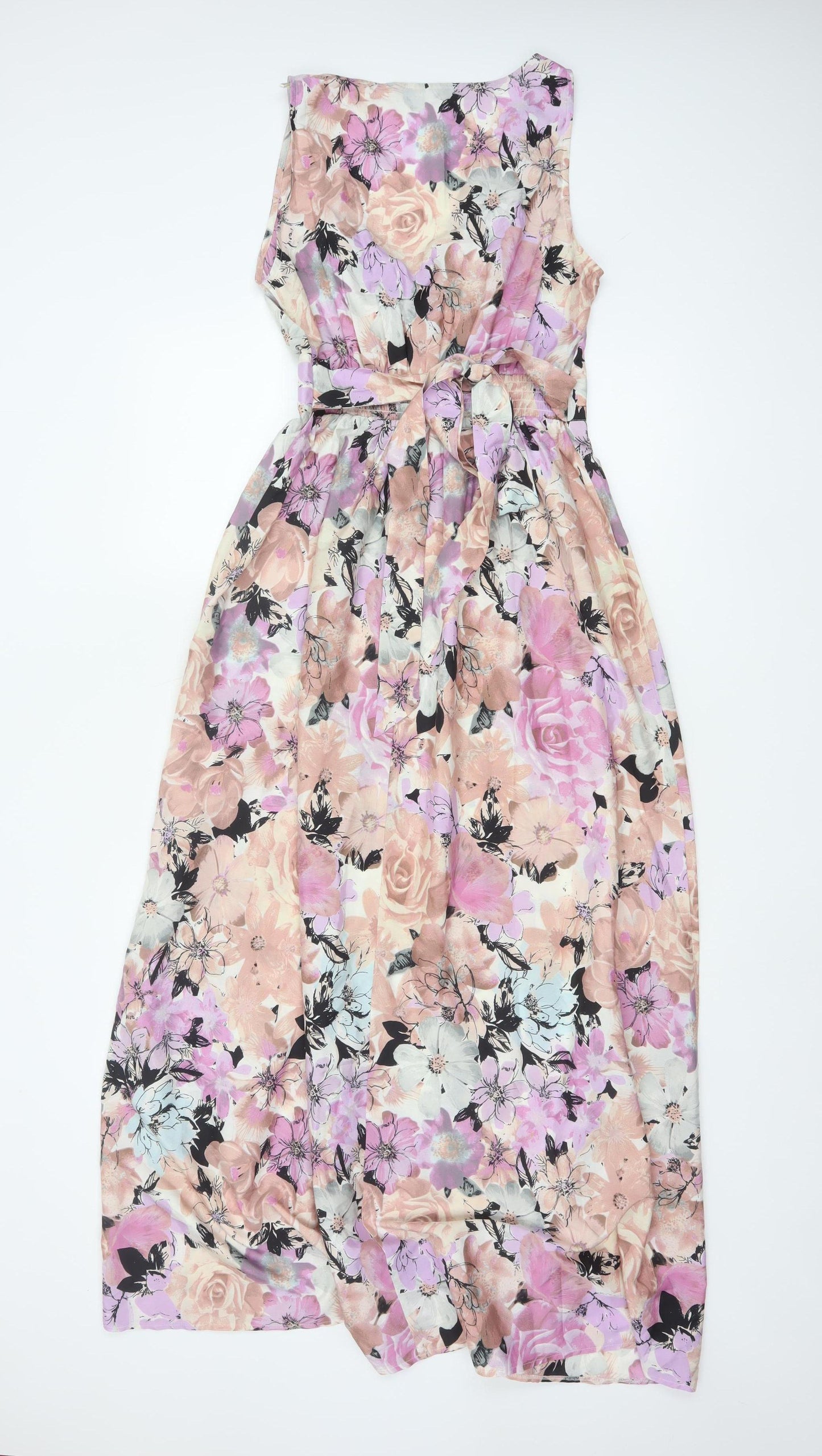 Dorothy Perkins Women Multicoloured Floral Maxi Dress UK 10 Belted