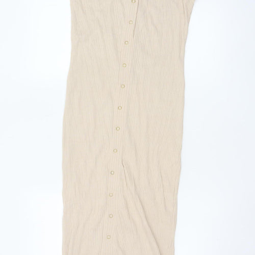 River Island Women Beige Size 18 Maternity Ribbed Maxi Snap Dress