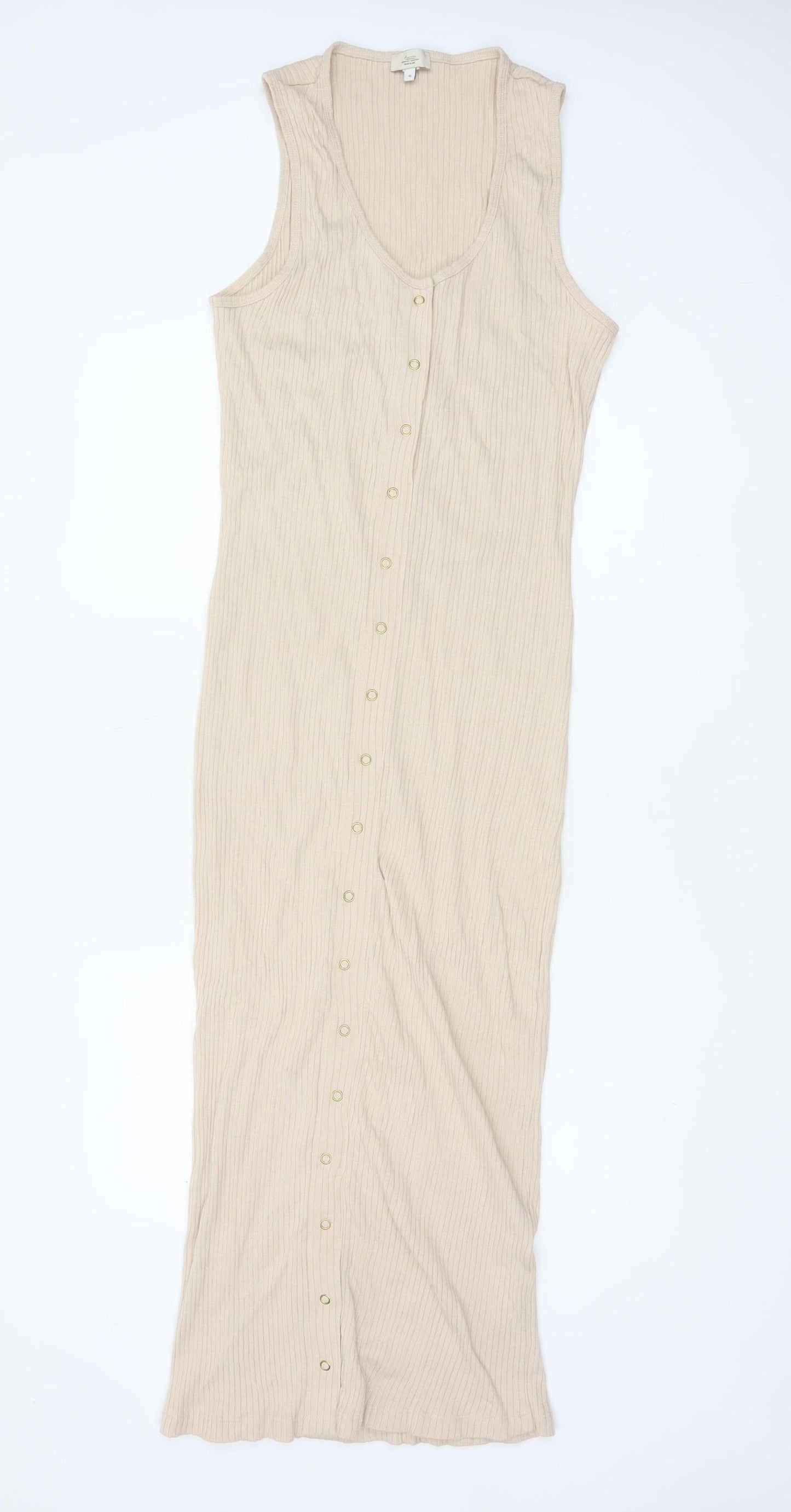 River Island Women Beige Size 18 Maternity Ribbed Maxi Snap Dress