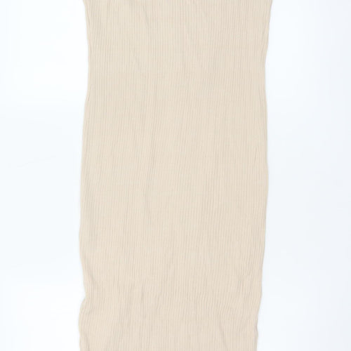 River Island Women Beige Size 18 Maternity Ribbed Maxi Snap Dress