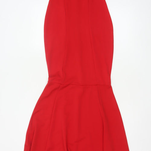 Missguided Women Red UK 8 Mermaid Long V-Neck Formal Evening Dress