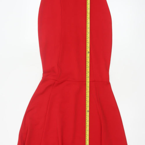Missguided Women Red UK 8 Mermaid Long V-Neck Formal Evening Dress