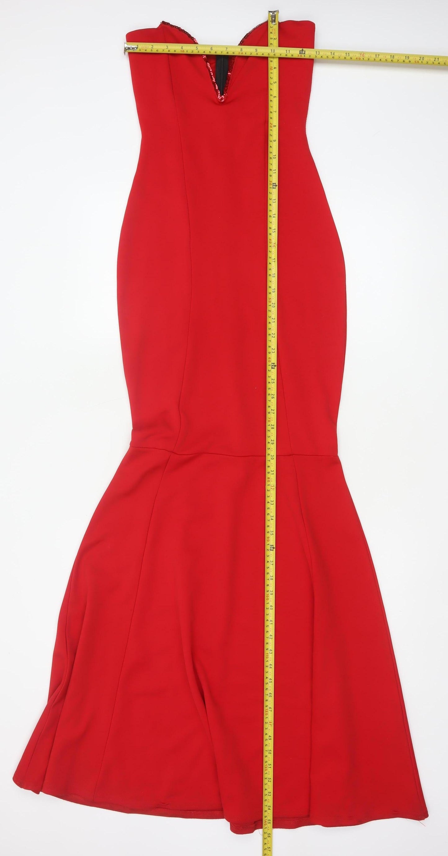 Missguided Women Red UK 8 Mermaid Long V-Neck Formal Evening Dress