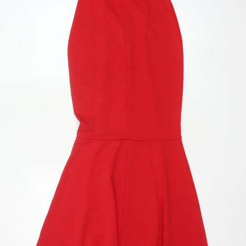 Missguided Women Red UK 8 Mermaid Long V-Neck Formal Evening Dress