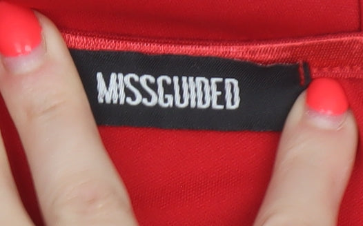 Missguided Women Red UK 8 Mermaid Long V-Neck Formal Evening Dress