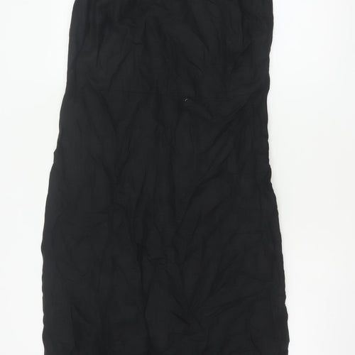 Marks and Spencer Women Black UK 10 Maxi Strappy Linen Blend Dress