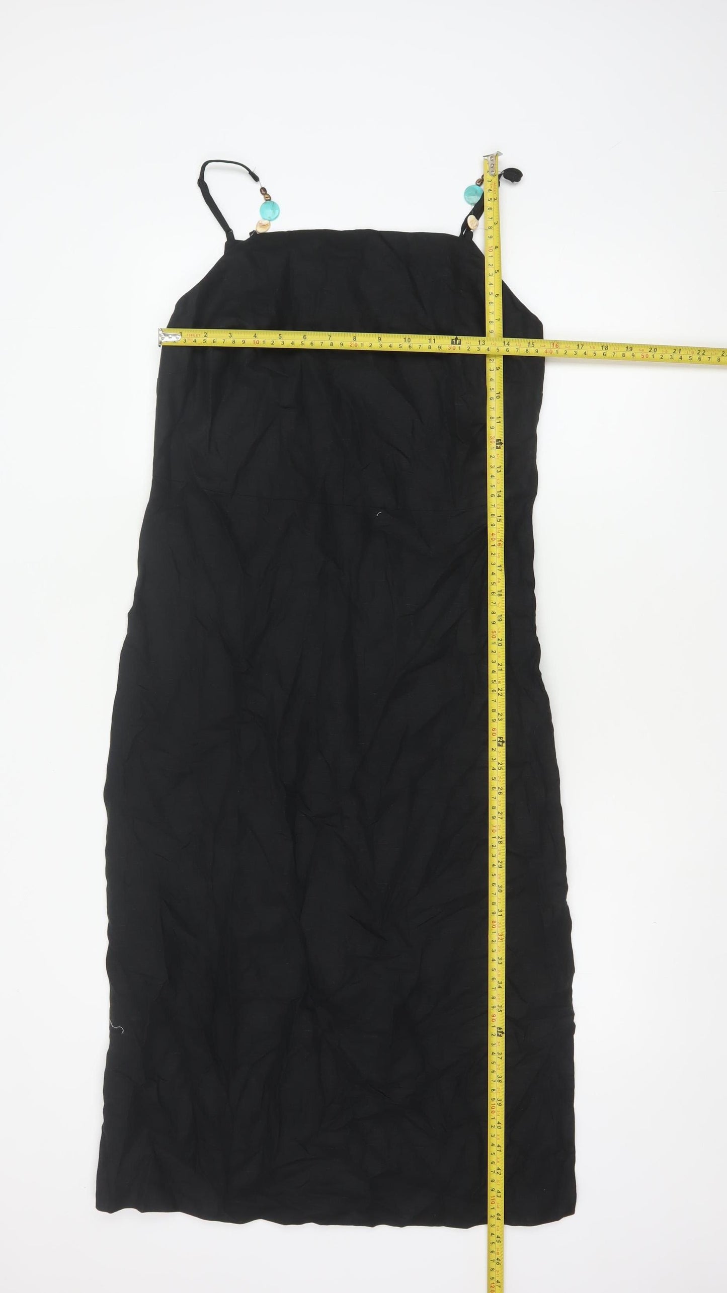 Marks and Spencer Women Black UK 10 Maxi Strappy Linen Blend Dress