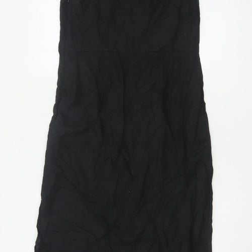 Marks and Spencer Women Black UK 10 Maxi Strappy Linen Blend Dress