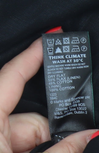 Marks and Spencer Women Black UK 10 Maxi Strappy Linen Blend Dress