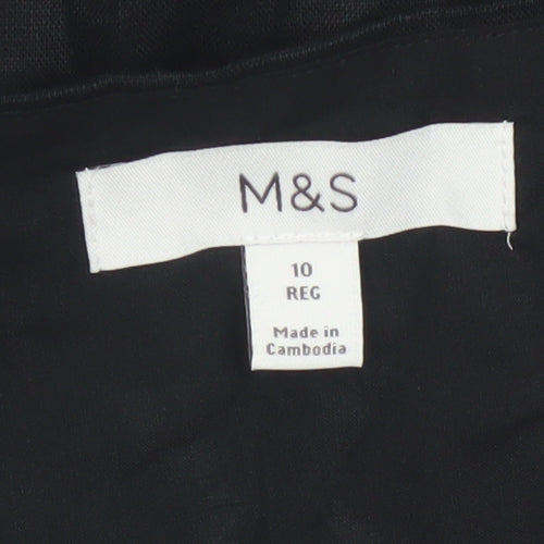 Marks and Spencer Women Black UK 10 Maxi Strappy Linen Blend Dress