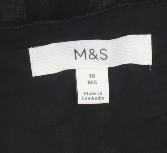 Marks and Spencer Women Black UK 10 Maxi Strappy Linen Blend Dress