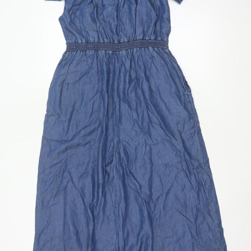 Next Women’s Blue UK 12 Lyocell Off Shoulder Wide Leg Jumpsuit