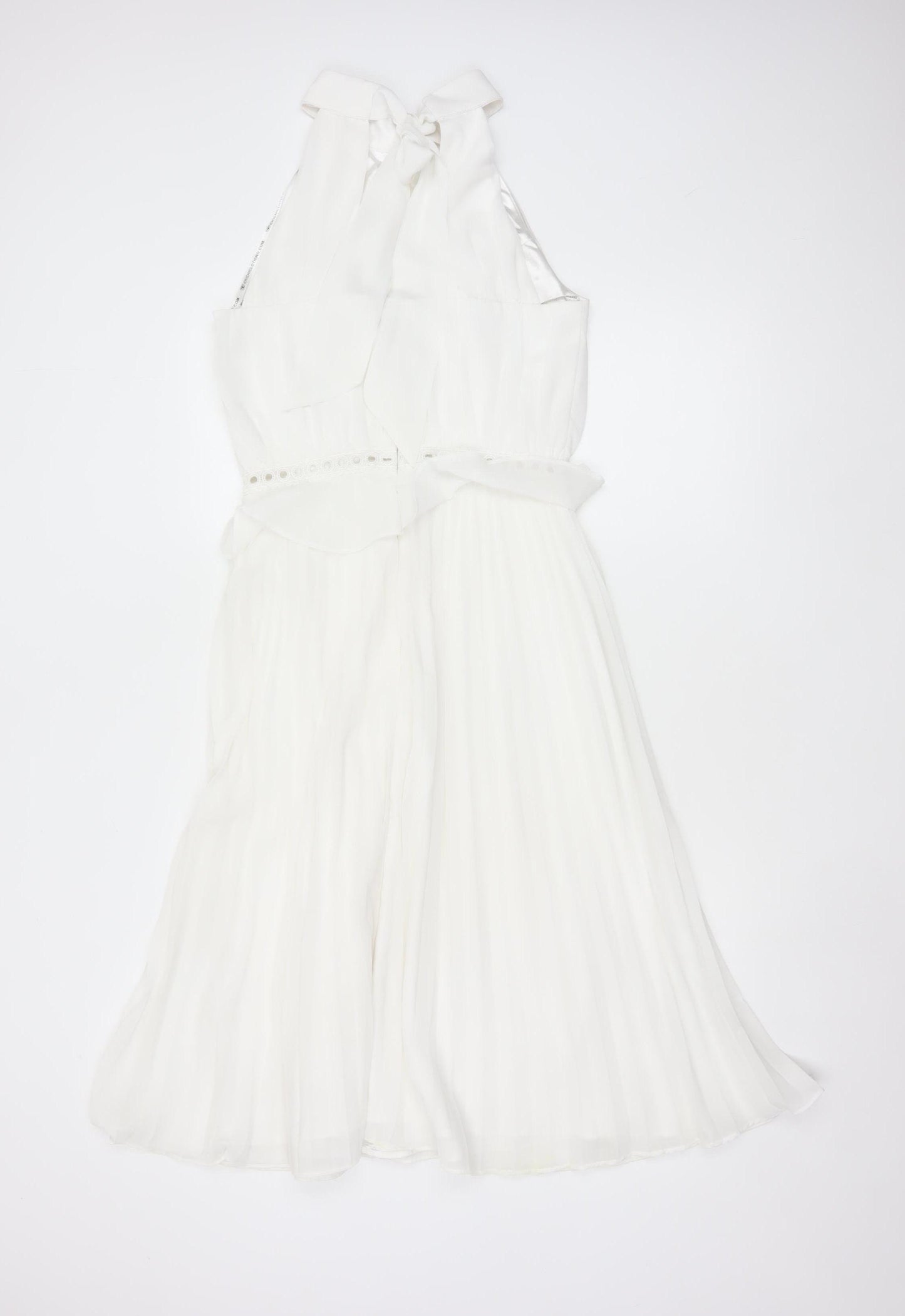 Chi Chi London Women White UK 10 Maxi Halter Chiffon Occasion Dress