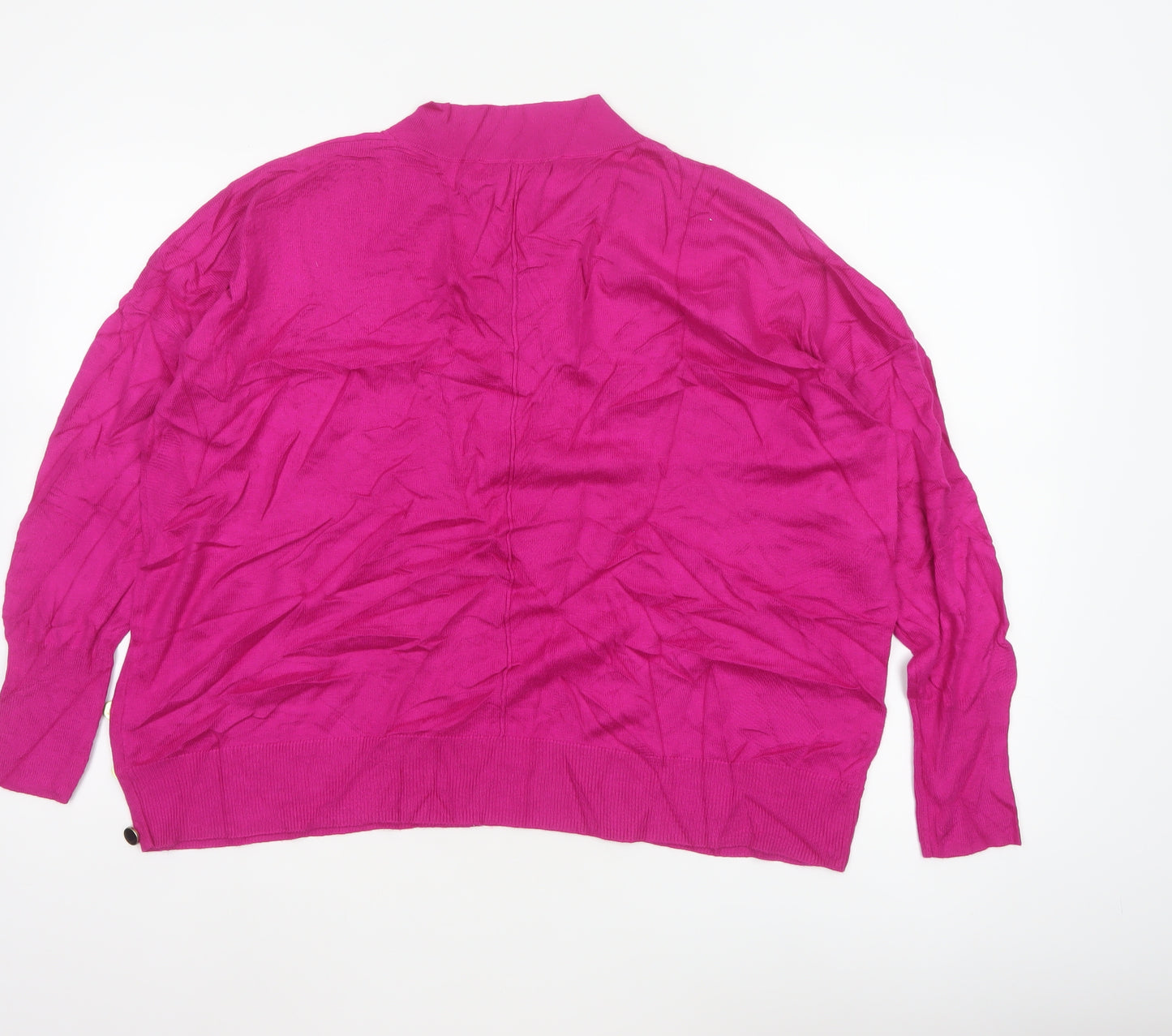 Next Women Pink L V-Neck Fine Knit Button Detail Jumper